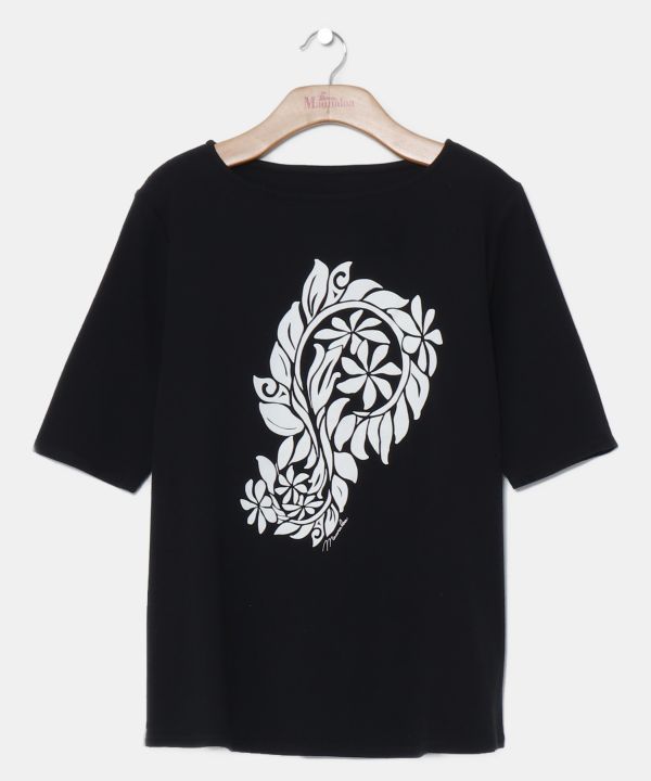 マウナロア【Maunaloa】|フラダンス衣装の専門店|タタウティアレＴシャツ(５分袖)(M BLACK): アパレル・フラステージ衣装・フラダンス 衣装・パウスカート・ドレス・フラ用品・フラドレス・ハワイアンファブリック・オーダードレスの専門店